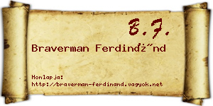 Braverman Ferdinánd névjegykártya